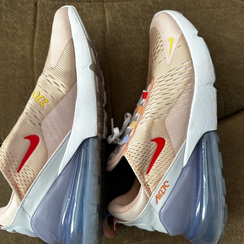 Nike Cream and Red Sneakers with Air Max Technology